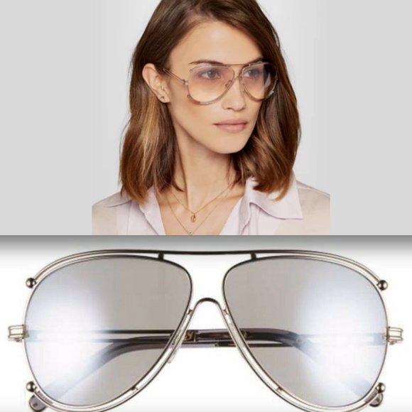 ICONIC Chloe ISIDORA 61mm Aviator Sunglasses Gradient Grey MSRP$420 RARE FIND main image 6